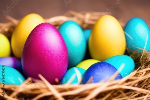 Fototapeta High-Resolution Image of Colorful Easter Eggs Background, Perfect for Adding a Festive Touch to any Design Project	