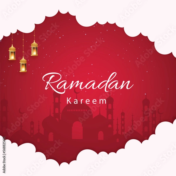 Fototapeta Ramadan kareem background design concept with illustration