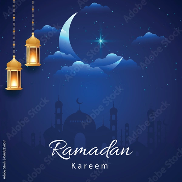 Fototapeta Ramadan kareem background design concept with illustration