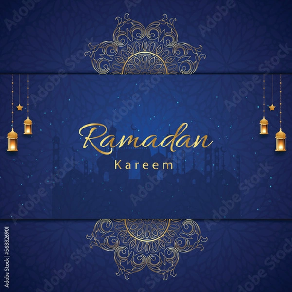 Fototapeta Ramadan kareem background design concept with illustration