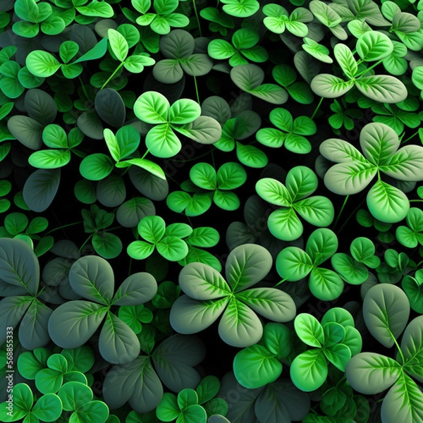 Obraz Four Leaf Clovers in a Field for St. Patrick's Day, Luck Concept