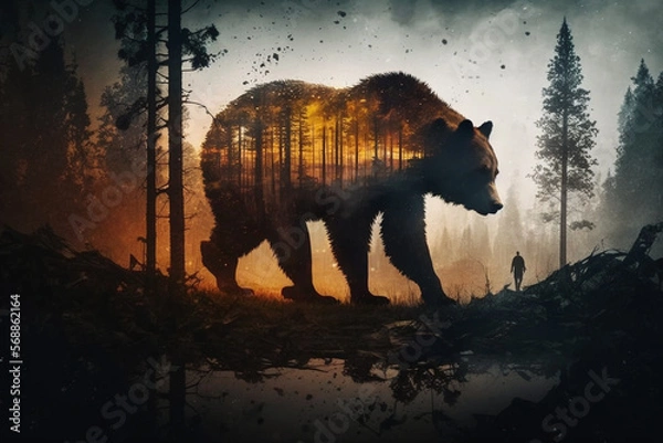 Obraz Bear Double Exposure