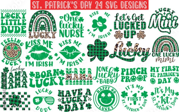 Fototapeta St. Patrick's Day SVG Cut Files Bundle -St Patrick's day SVG, St Patrick's Day Bundle SVG, Patrick's Day Bundle SVG, Lucky SVG Bundle, Digital Download