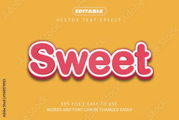 Fototapeta Sweet text effect style - white and pink 