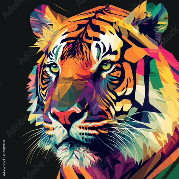 Fototapeta Colorful tiger pop art vector illustration