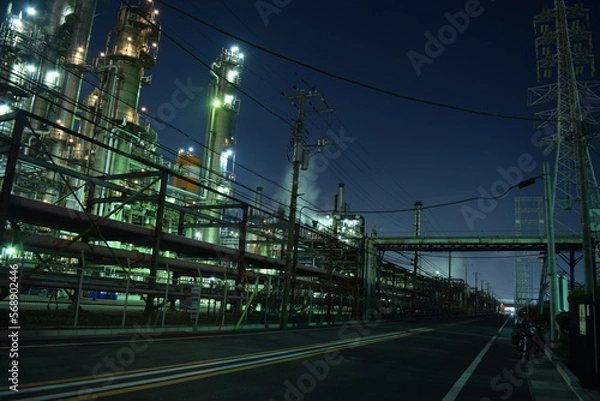 Fototapeta 川崎市浮島町 石油プラント付近の夜景
