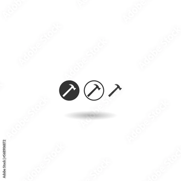 Obraz Hammer tool icon set with shadow