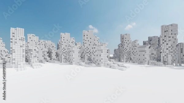 Fototapeta Cityscape background futuristic buildings 3d render