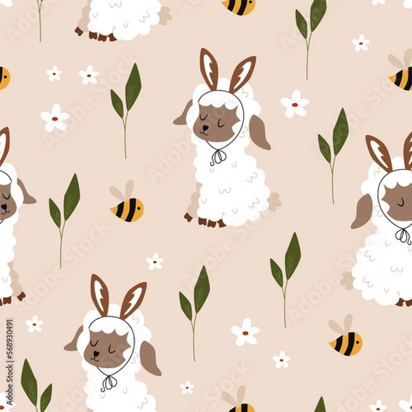 Obraz seamless pattern with easter lamb