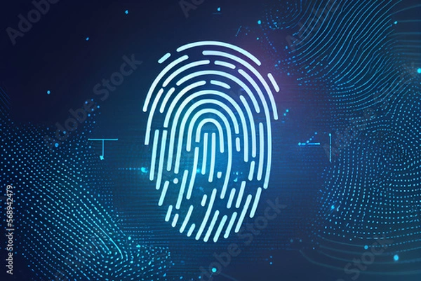 Fototapeta Digitaler Fingerabdruck zum Datenschutz auf digitalen Netzwerk Hintergrund - Generative Ai