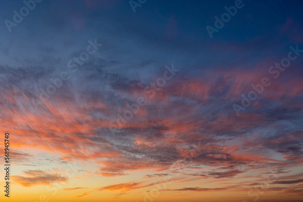 Fototapeta Sunset sky background overlay. Ideal for sky replacement