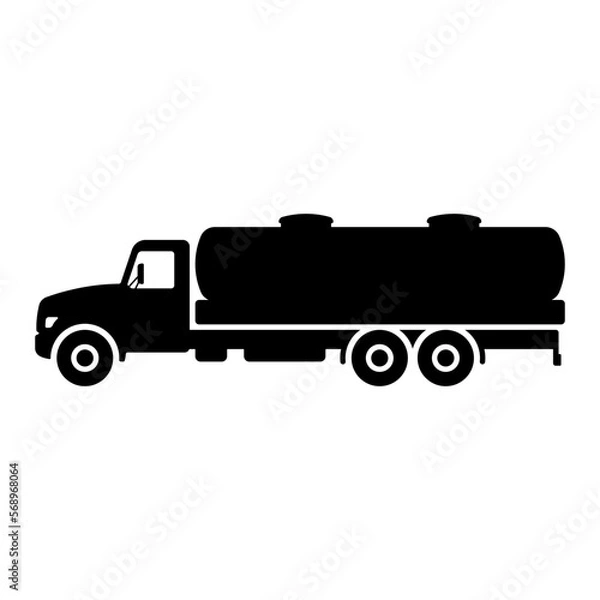 Fototapeta Tank truck icon. Black silhouette. Side view. Vector simple flat graphic illustration. Isolated object on a white background. Isolate.