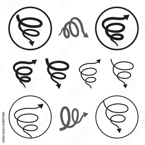 Obraz line art spiral hurricane icons set vector