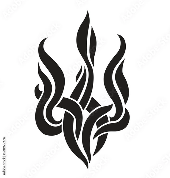 Obraz Ukrainian symbol trident like flames vector drawing tattoo