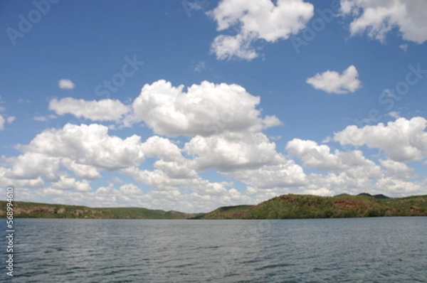 Fototapeta clouds over the river