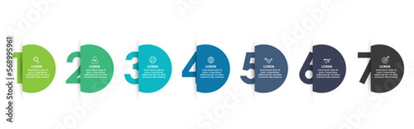 Obraz Vector infographic label design with icons and 7 options or steps. infographics for business concept.
Business circle template with options for brochure, diagram, workflow, timeline, web design.