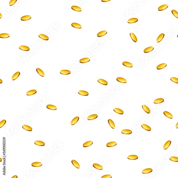Fototapeta seamless texture overlay pattern of falling illustrated gold coins