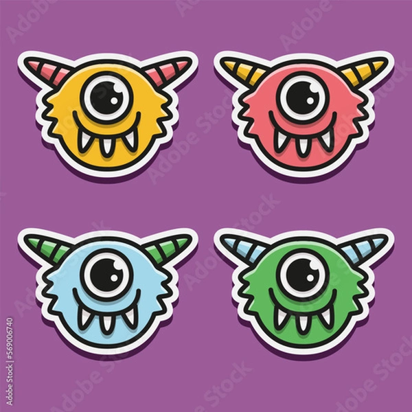 Fototapeta cute monster cartoon doodle design for coloring, backgrounds, stickers, logos, symbol, icons and more