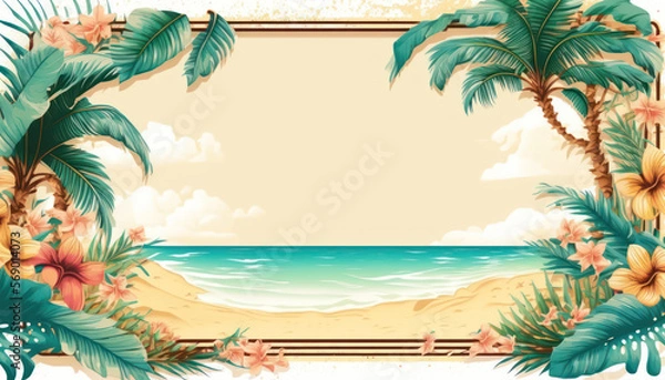 Fototapeta Copyspace of tropical natural frame abstract background. Nature and summer vacation concept. Generative AI