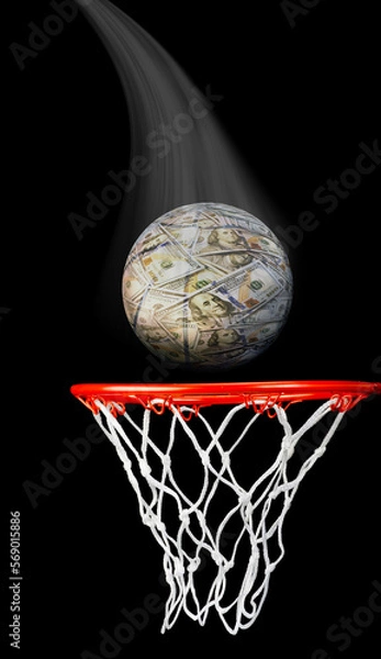 Fototapeta Basketball Money Ball with nothing but net.