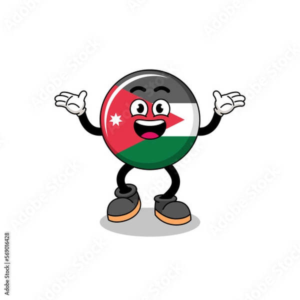 Obraz jordan flag cartoon searching with happy gesture