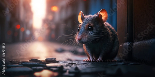 Fototapeta Curious Rat, Animal Portrait, Generative AI