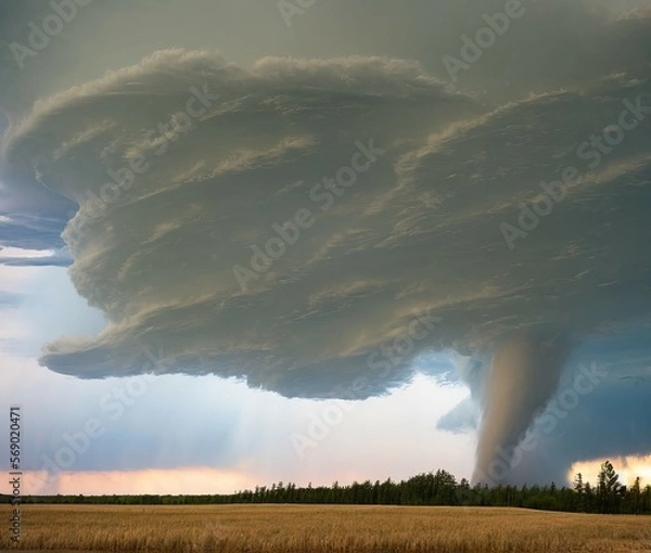 Fototapeta tornado clouds over the island of the state of the new zealand