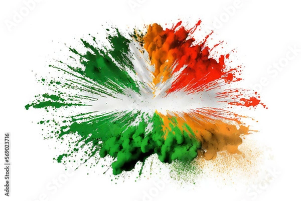 Fototapeta Irish flag splash powder art, color explosion, abstract art, generative AI