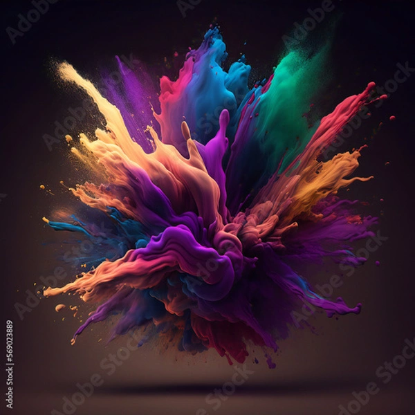 Fototapeta Powder splash art abstract color explosion, colorful graphic generative AI