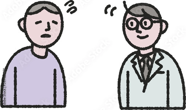 Obraz 診察する先生と受診する患者イラスト素材