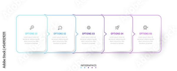 Obraz Vector Infographic label design template with icons and 5 options or steps. Can be used for process diagram, presentations, workflow layout, banner, flow chart, info graph.