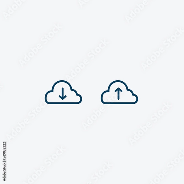 Obraz Cloud upload and download icon, clouds icons