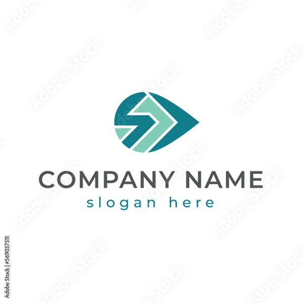 Fototapeta logo in the form of a turquoise leaf with a pattern inside