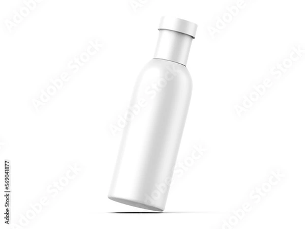 Fototapeta Cosmetic bottle with screw cap mockup template for branding, 3d render illustration