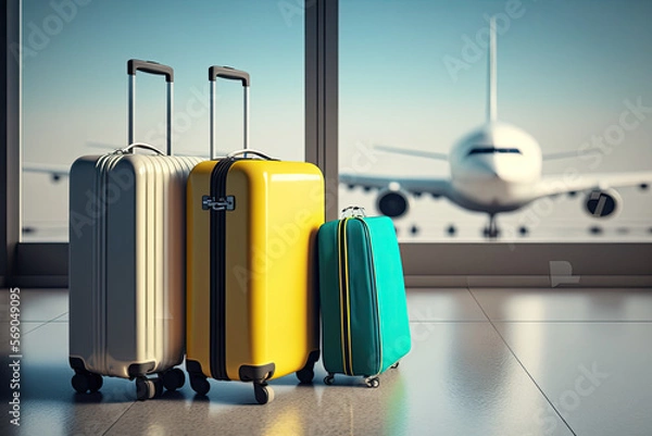 Obraz Suitcases in airport. Travel concept