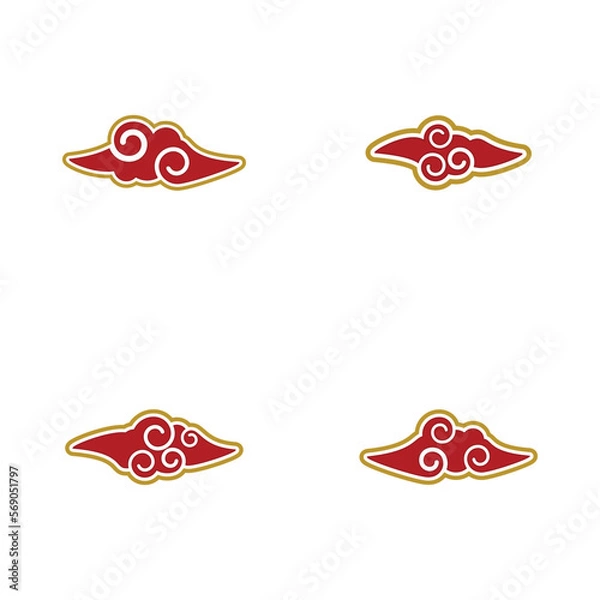 Fototapeta Cloud in Chinese style. Abstract isolated on white background. Vector illustration