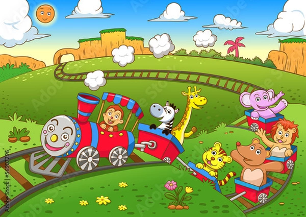 Obraz cute animals  train
