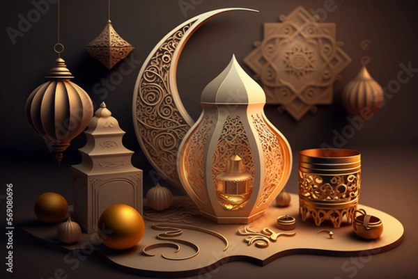 Fototapeta a Ramadan Kareem 3D decoration, Generative AI