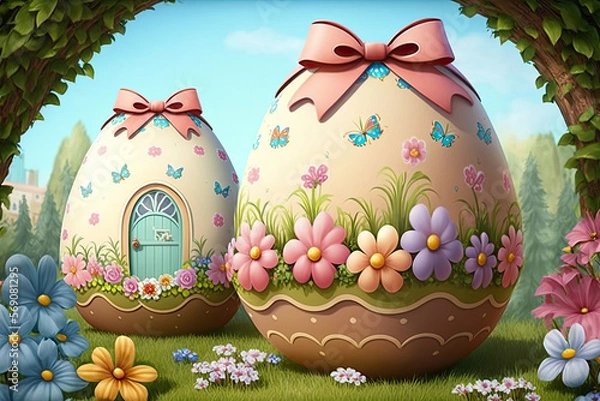Fototapeta Cute Easter eggs.