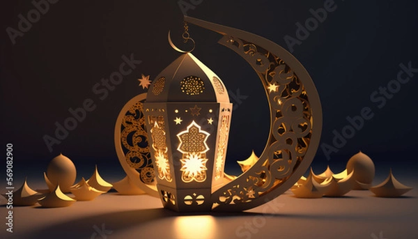 Fototapeta a Ramadan Kareem 3D decoration, Generative AI