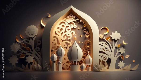 Fototapeta a Ramadan Kareem 3D decoration, Generative AI
