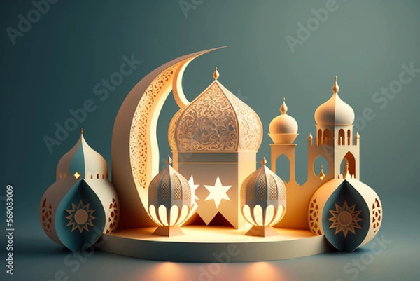 Fototapeta a Ramadan Kareem 3D decoration, Generative AI