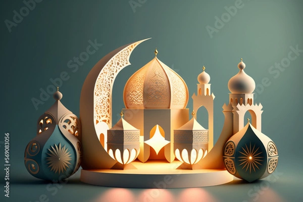 Fototapeta a Ramadan Kareem 3D decoration, Generative AI