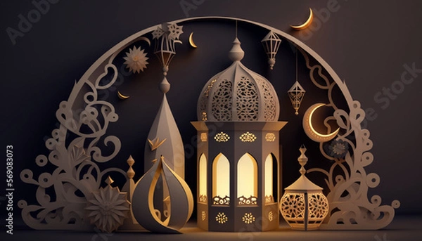 Fototapeta a Ramadan Kareem 3D decoration, Generative AI