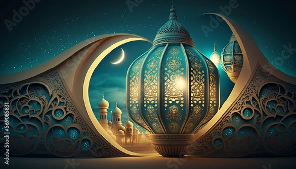 Fototapeta a Ramadan Kareem 3D decoration, Generative AI