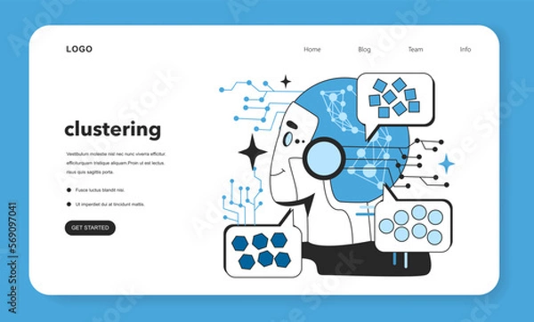 Fototapeta Clustering web banner or landing page. Artificial neural network