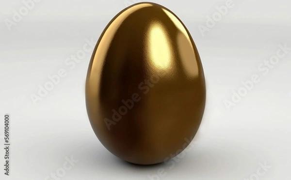 Fototapeta Golden easter egg  on white background. Generative AI technology.