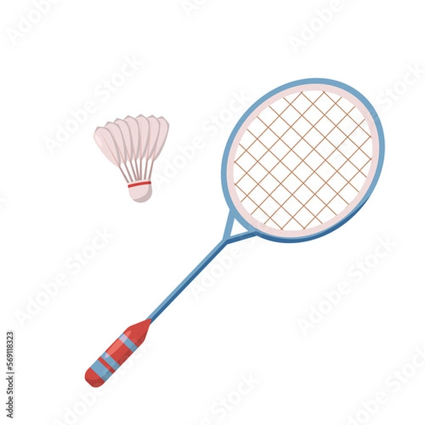 Obraz badminton racket with shuttlecock isolated	
