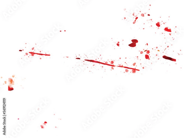 Fototapeta Vector of blood splatter stain overlay isolated on white background.
