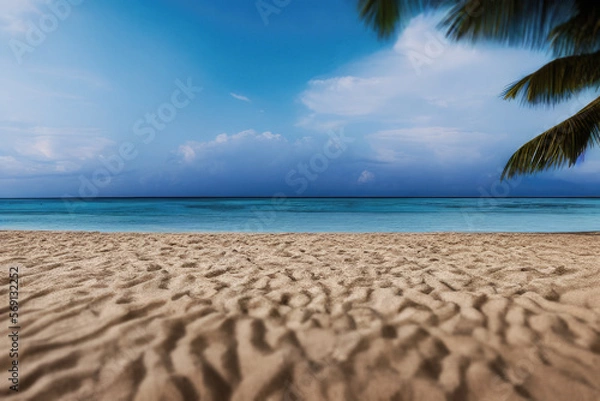 Obraz digital nomad lifestyle relaxing under a tree on the beach